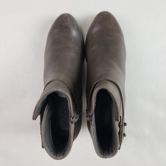 Ecco Sculptured 45 Ankle Bootie Womens 5-5.5 EU 36 Gray Leather Side Zip Heeled - Picture 11 of 14